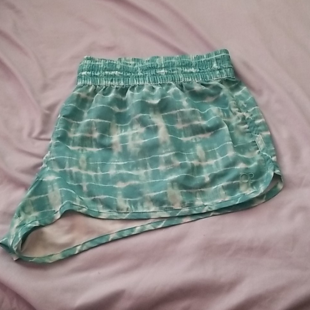 Teal and White Women's Swim Shorts